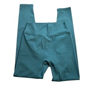 Bucked Up Womens L High Waisted Athletic Leggings Teal Green Yoga Gym Pants Gym